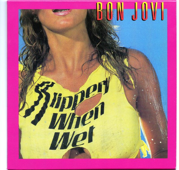 promo cardboard sleeve from original japanese LP, Bon Jovi - Slippery When Wet